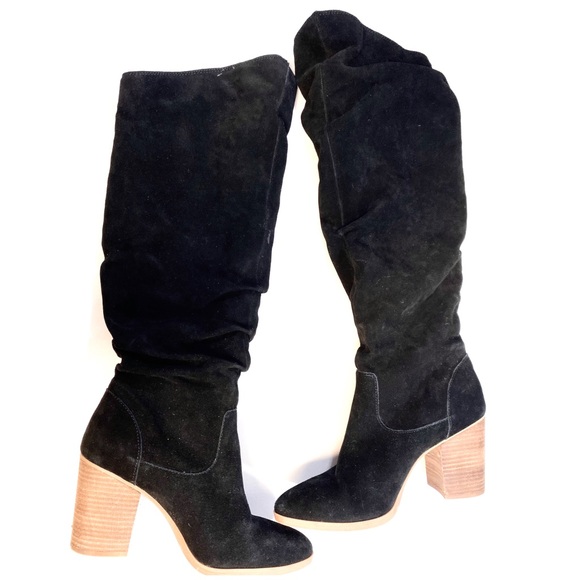 Nine West Shoes - NINE WEST ABEE Black Suede Leather Knee Boots 11M